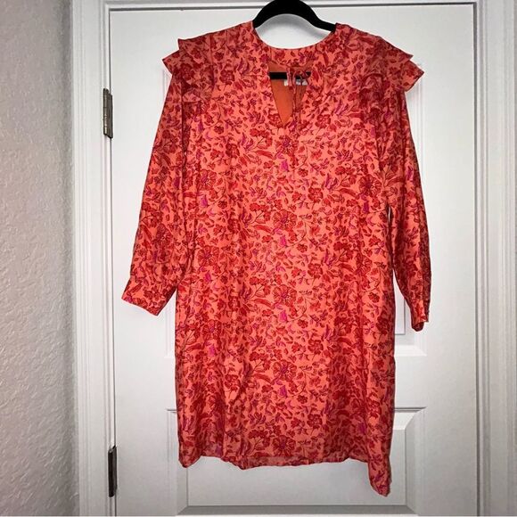 Vineyard Vines Papaya Floral Print Helenium    Ruffle Tunic Dress - Picture 1 of 9